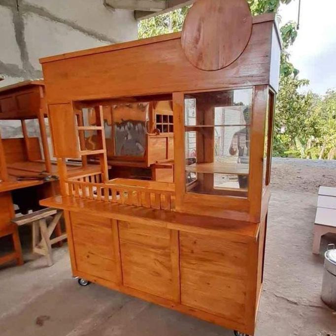 Terlaris Gerobak Bakso Booth Kayu Jati Custom