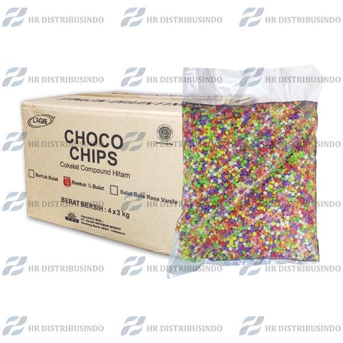 Coklat Chips Warna / Lagie Choco Chips Rainbow Warna Warni 3 Kg