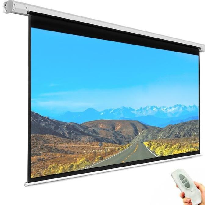 Screen Projector Motorized Layar Proyektor 70 Inch