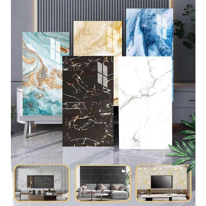 Marmer Marble Board Glossy PVC Backdrop TV Kamar Mandi Dekorasi Dinding Motif Marmer 1,22 x 2,44 M
