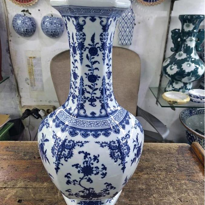vas keramik biru putih kansai cina