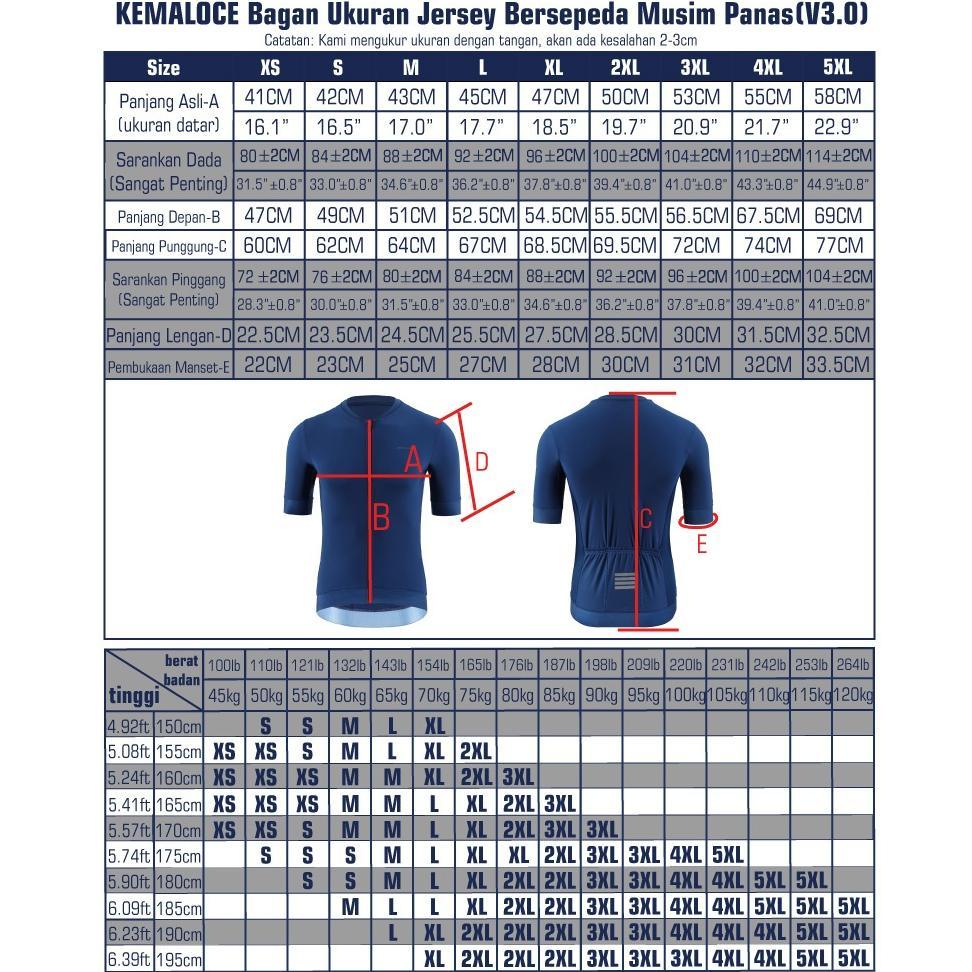 Terbaru Kemaloce Jersey Sepeda Pria Gowes Roadbike Lengan Pendek Bernapas Jersey Hitam&Biru&Putih&Ab