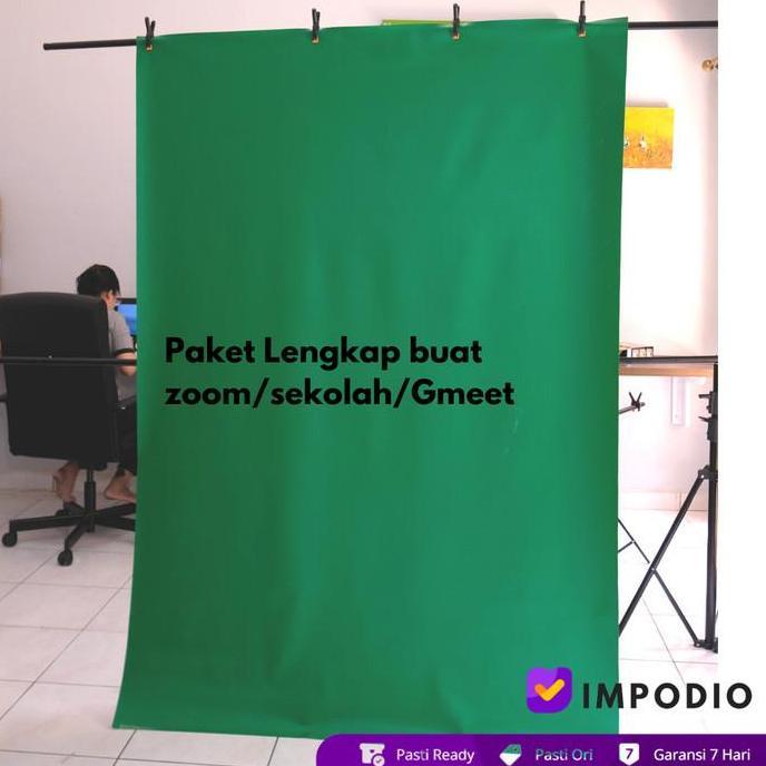 Stand bentuk T + Background IMPODIO HIJAU muda/tua FREE jepit 4pcs