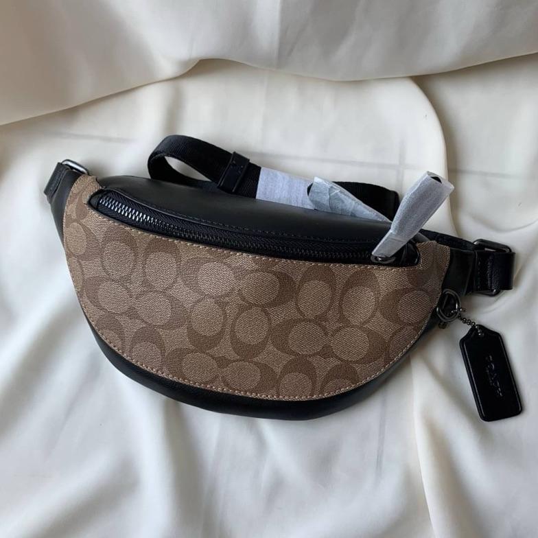 Hot Product Warren Belt Bag In Signature Canvas F78777 Waistbag Pria Hitam With Metal Clip Fullset