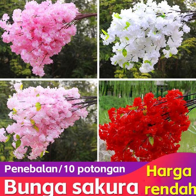 (60PCS) Cherry Blossoms Artificial Panjang 1 Meter / Bunga Hias Dekorasi Pernikahan / Sakura Tangkai