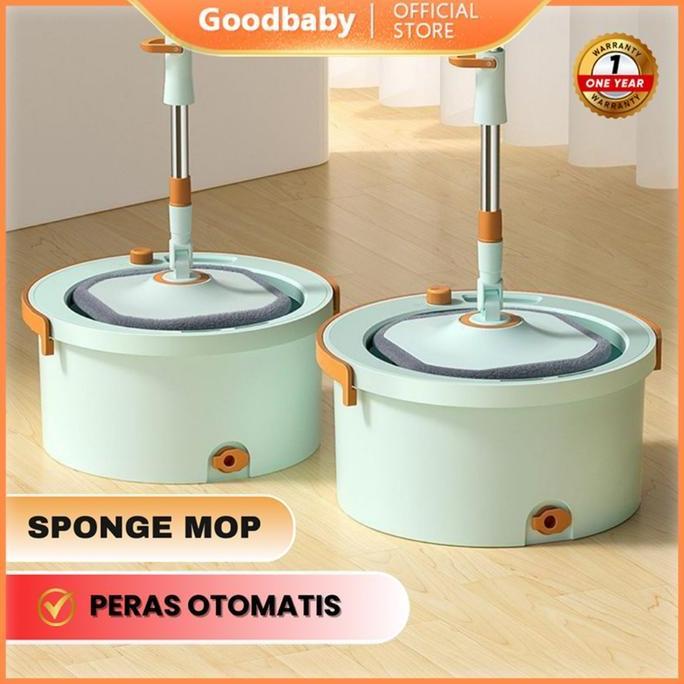 Goodbaby - Alat Pel Putar Mop Bulat Spin Mop Bulat Kotak - Alat pel Pembersih Lantai Spin Mop Ember 