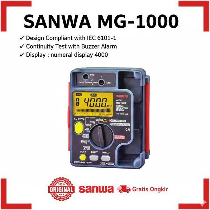 Masih Ready Sanwa Mg1000 Digital Insulation Tester / Sanwa Insulation Digital Mg1000