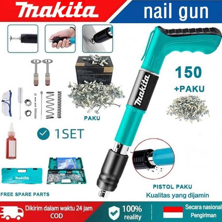 Perlengkapan langit-langit dekorasi konstruksi beton baja pistol paku manual Makita