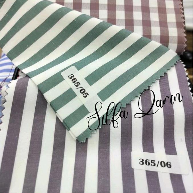 Bahan Kain Katun Kemeja PC Salur Italian / Kain Katun Motif Salur