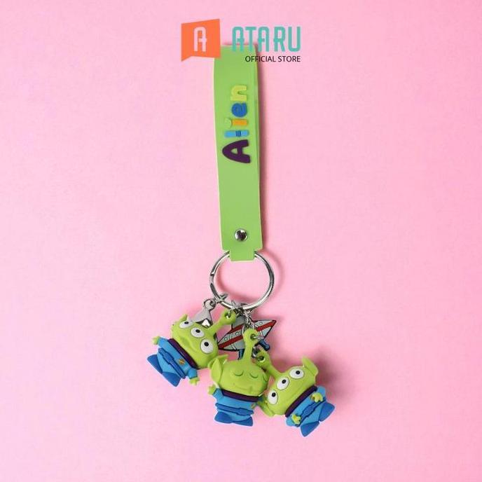 Ataru Disney Toy Story Gantungan Kunci Alien - Hijau Key Chain Penanda Kunci Serbaguna Key Ring Acce