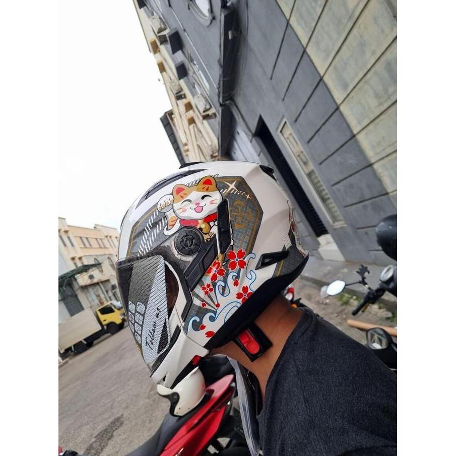 ZEUS ZS 613C WHI/AJ42 GRAY GLOSSY DOUBLE VISOR