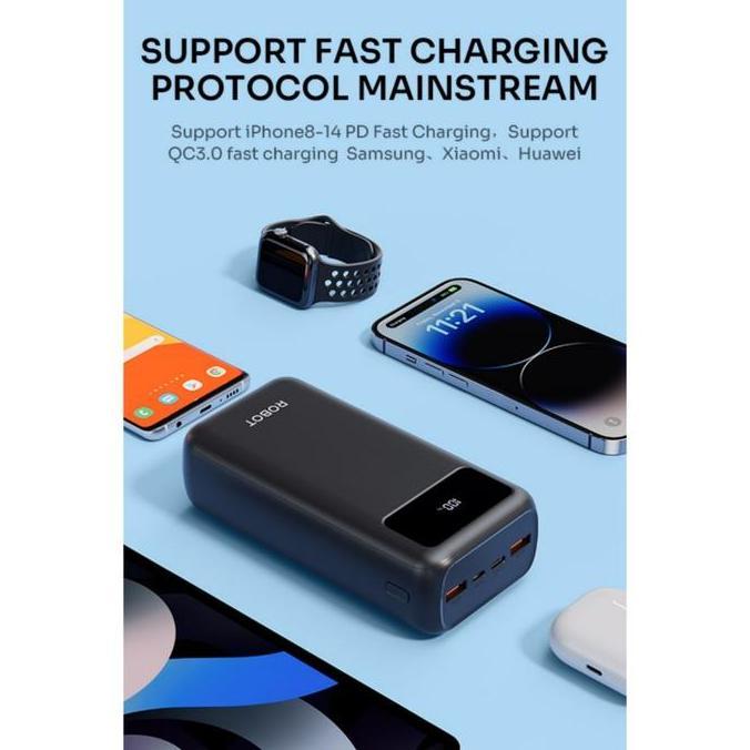 Paor- Robot Rt32 Powerbank 30000Mah 22.5W Led Display 30000 Fast Charging