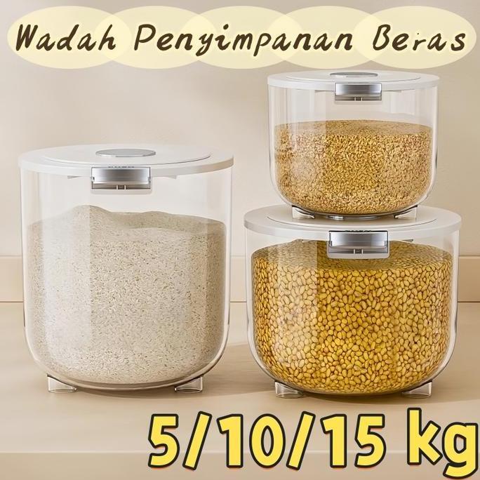 YORKSHIREY Wadah Penyimpanan Beras Anti Kutu Anti Air Anti Lembab Kontainer Beras Rice Free Gelas Ta