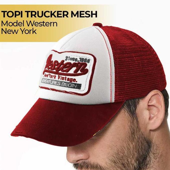 Chapu- Flb Topi Trucker Baseball Cap Snapback Jaring Mesh Hat Model Western New York Vintage F207