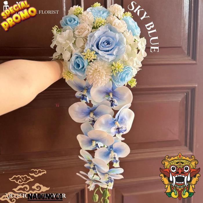 Wedding Handbouquet Juntai Casade Buket Bunga Pernikahan Artificial - Buket Pengantin Anggrek - Buke