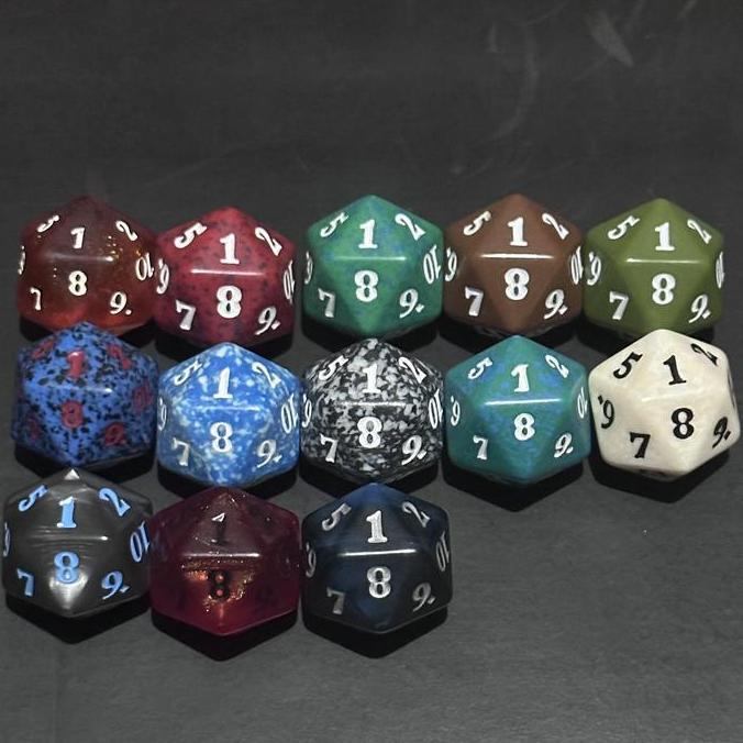 Promo Dadu Mtg D20 Dice 20 Sisi Red Blue Black White Green Cod