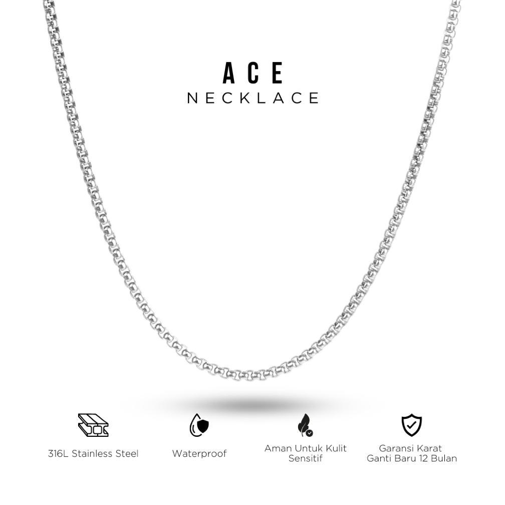 terbaru project ninetyseven - ace necklace - kalung titanium pria wanita anti karat