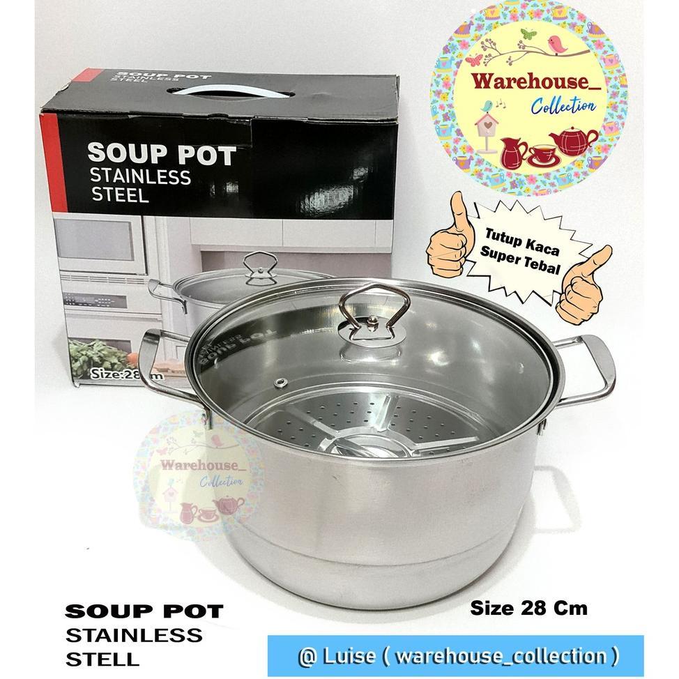 Calypso Panci Steamer Stainless 28cm tutup kaca / Panci kukus 28cm / Panci Steamer Calypso 28cm