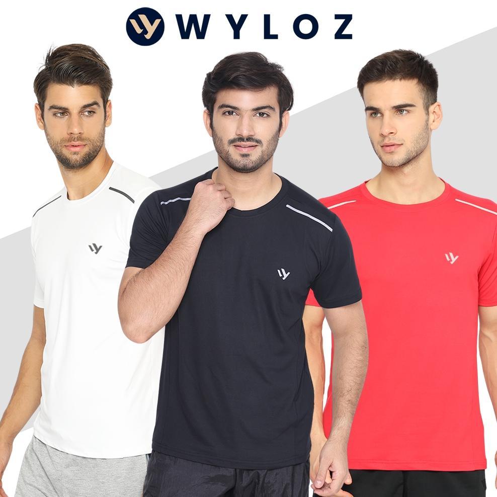 BESTPROMO WYLOZ Baju Kaos Olahraga Training Lengan Pendek Pria Gym Fitness Jersey Lari Running Seped