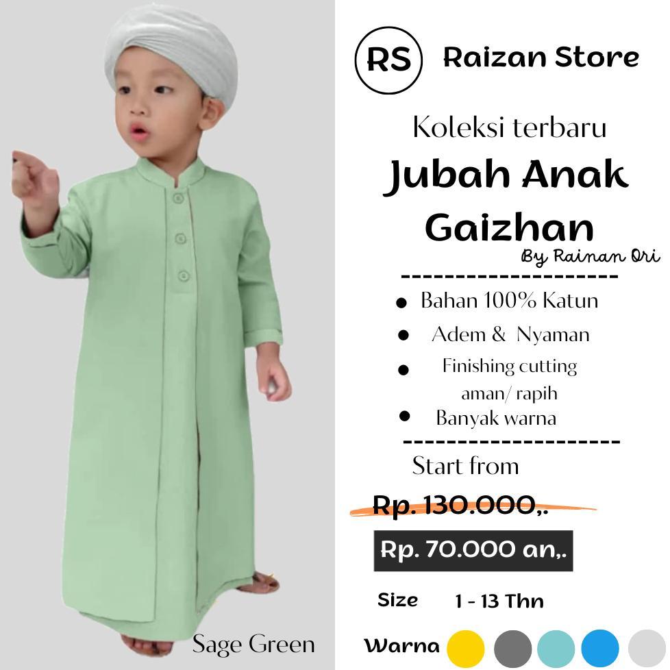 exclusive jubah anak laki laki gaizhan by rainan ori /  baju gamis anak laki laki 1-13 tahun terbaru