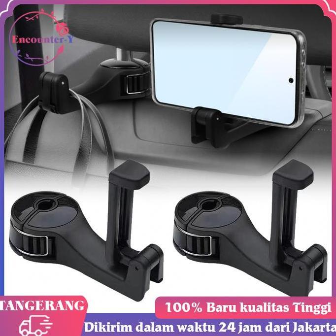 IDSTORE Isi 2 Car Hook Holder Hp Mobil Kursi Belakang 2in1 Gantungan Hp Di Mobil Jok Belakang Cantol