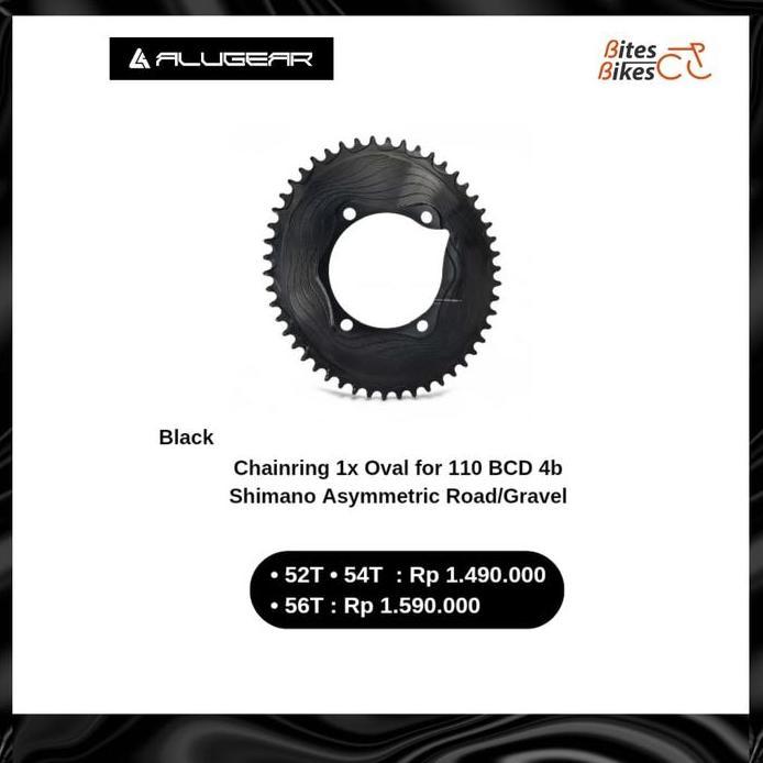 Alugear Chainring 1x Oval for 110 BCD 4b Shimano Asymmetric