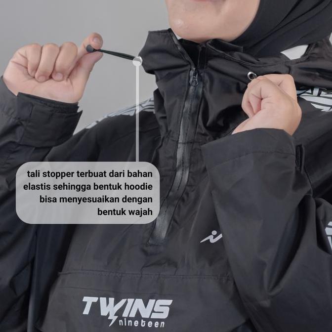 Jas Hujan Dewasa Setelan Pria Wanita Anti Air Twins19 Waterproof Zipper