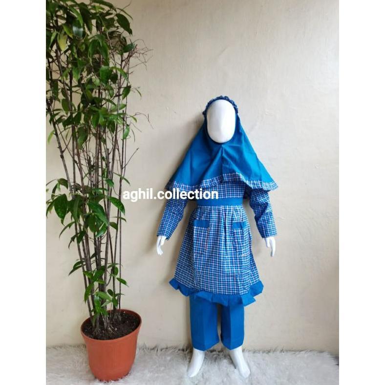 Limited Seragam Tk/Paud Muslim Kotak-Kotak Baju Tk/Paud Muslim Kotak-Kotak Biru