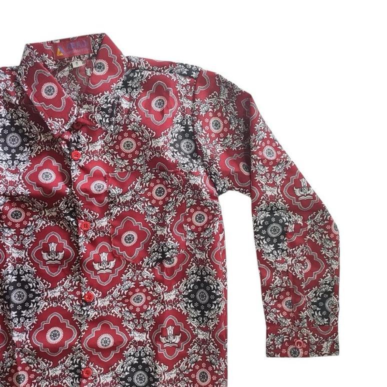 Promo  Batik Sekolah Sd Negeri Kelas 1- 6 Motif Merah Tunas Harapan Baju Seragam Sekolah Kemeja Anak