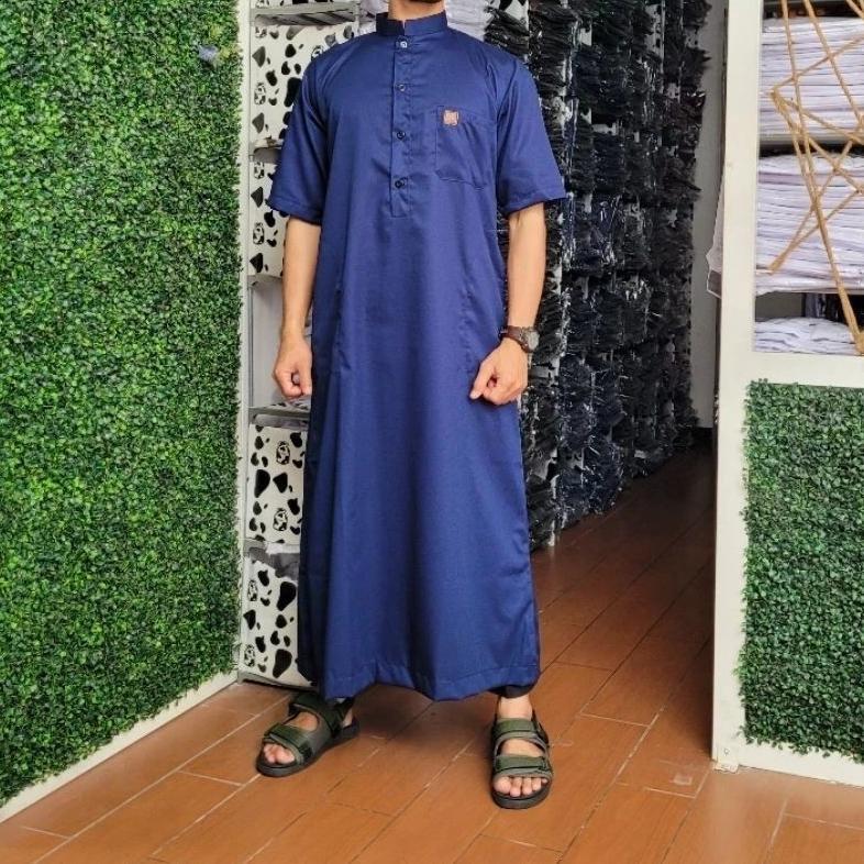 Premium Gamis Pria Jubah Polos Lengan Pendek Bahan Premium