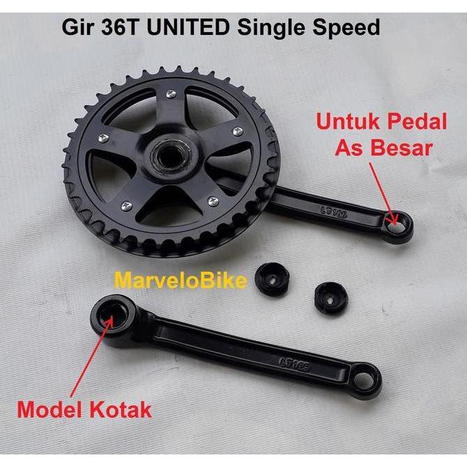 Crank Gir Sepeda Lipat BMX Fixie Mini 36T UNITED Single Speed