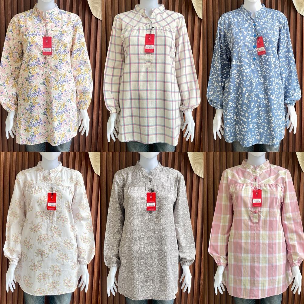 Tunik Eclo Tunik Wanita 3C Motif Kotak Kotak Tunik Wanita Bahan Katun Premium
