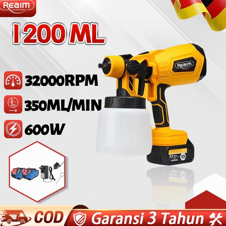 REAIM Spraygun Cat Semprot Listrik 1200ml Alat Semprot Cat untuk Tembok Kayu Pagar