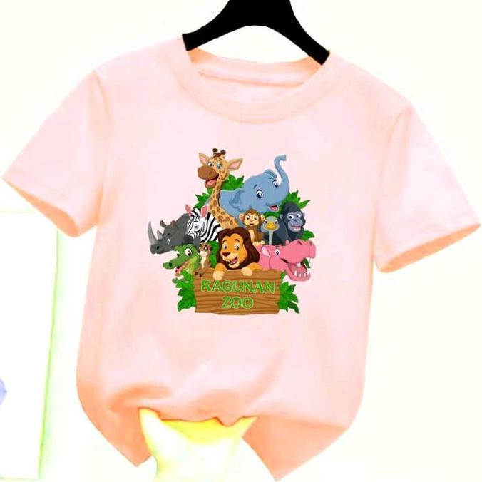DF51 >> Baju kaos atasan RAGUNAN ZOO anak cowok-cewek/Kaos anak anak sampai dewasa