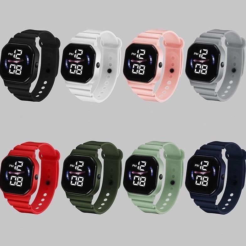 FAVORIT Jam Tangan LED Digital Pria Wanita Petak Couple Elektronik Fashion