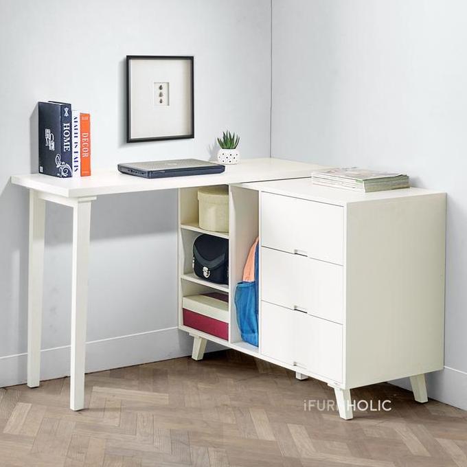 Terlaris Ifurnholic Brandon Multi Table I Meja Belajar L Serbaguna Dengan Laci Penyimpanan | Furnitu