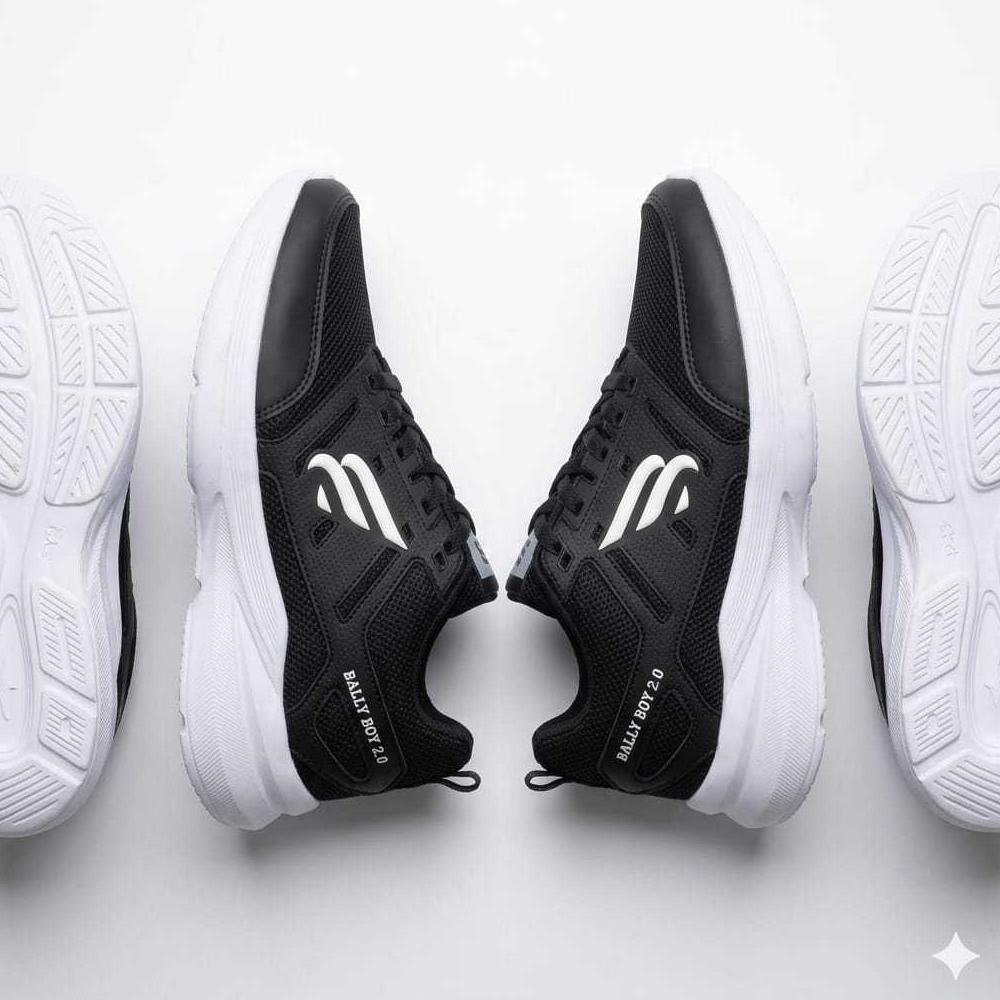 Murah Sepatu Hitam Polos Pria Full Black Sekolah / Sepatu Bally Boy Sneakers Terbaru