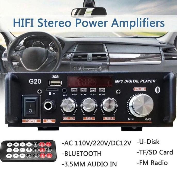 600W Power Amplifier Wireless Built-In EQ Power Amplifier Bluetooth Karaoke Home Theater FM Radio Am