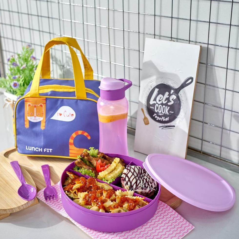 Sale Lunchbox Set Anak / Lunchbox Lucu Karakter / Kotak Makan Bulat Sekat / Tas Bekal Makan / Kotak 
