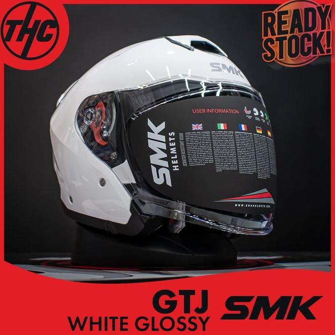 HELM SMK GTJ WHITE GLOSSY HALF FACE HELMET SMK terlaris