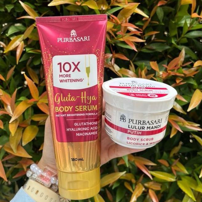 Paket Perawatan Tubuh Purbasari Glutahya Body Serum 180 Ml Purbasari Lulur Mandi Body Scrub 100 Gr