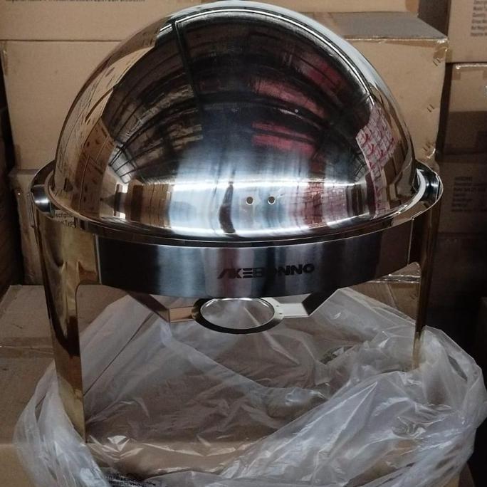 AKEBONNO -Chafing Dish Round Roll Gold/Tempat Penghangat Makan Prasmanan/Restoran Bulat Stainless