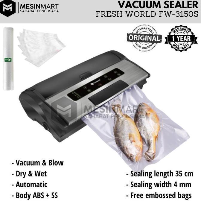 Vacuum Sealer/ Pengemas Vakum FRESH WORLD FW-3150S (Bisa Basah & Tiup)
