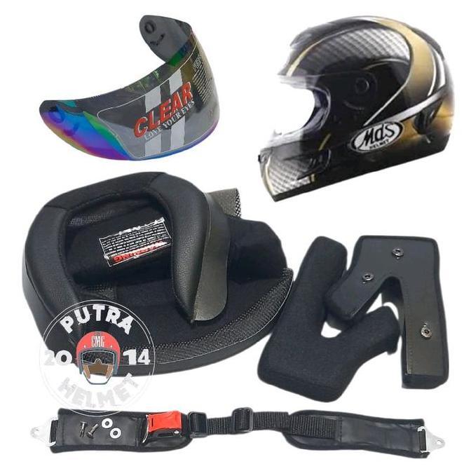 paket Busa Helm MDS SPARTAN full face 1set visor kaca tali Helm
