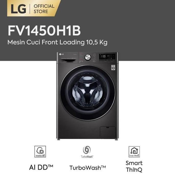 LG FV1450H1B MESIN CUCI FRONT LOADING 10.5 Kg Dry 7 Kg FV1450