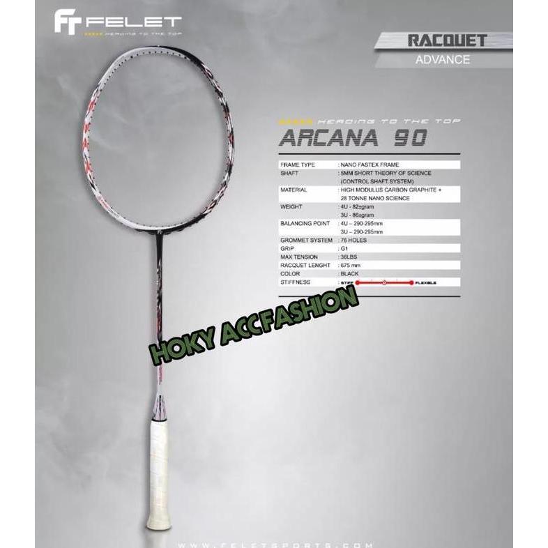 mercusuar.cv Raket Badminton Felet Arcana 90 Black White Original Diskon