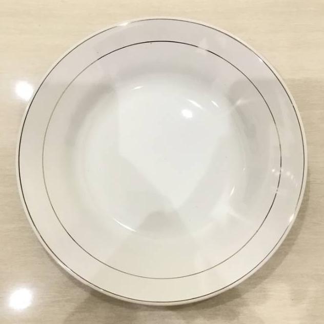 PIRING CANTIK / PIRING MAKAN SANGO 8"inch KERAMIK/PIRING LIST COKLAT/PIRING LIST MAS