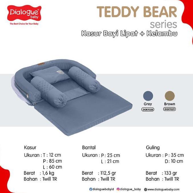 Dialogue Baby Kasur Bayi Lipat + Kelambu Anti Nyamuk Teddy Bear Series 2in1 Sofa Bed Portable Travel