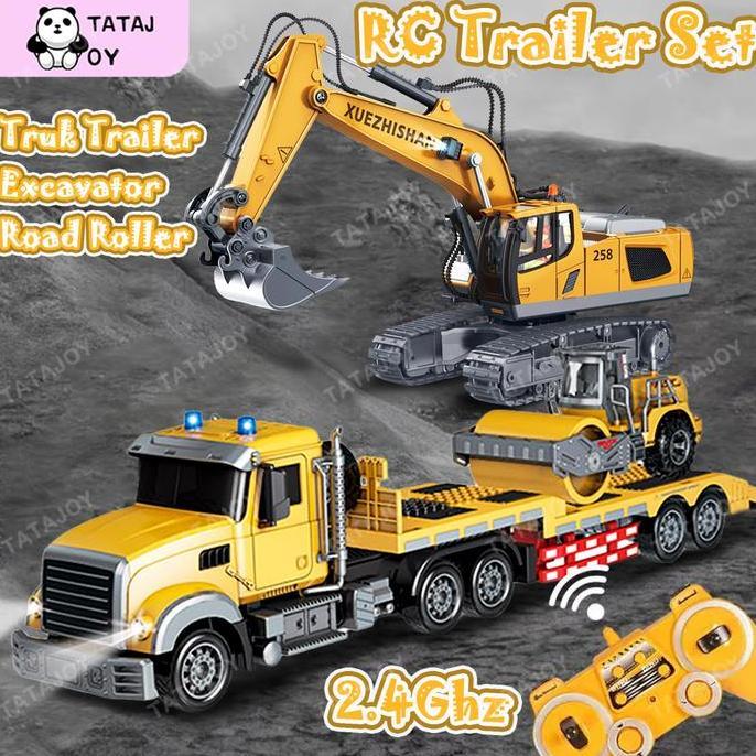 [TATAJOY]Mobil Remote Control Trailer Set Besar RC Truk Trailer & RC Excavator