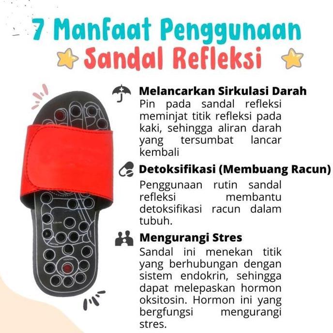 Med- Sandal Pijat Refleksi Rematik Akupuntur Kesehatan Slop Slipon Merah Sandal Kesehatan Plus Alat 